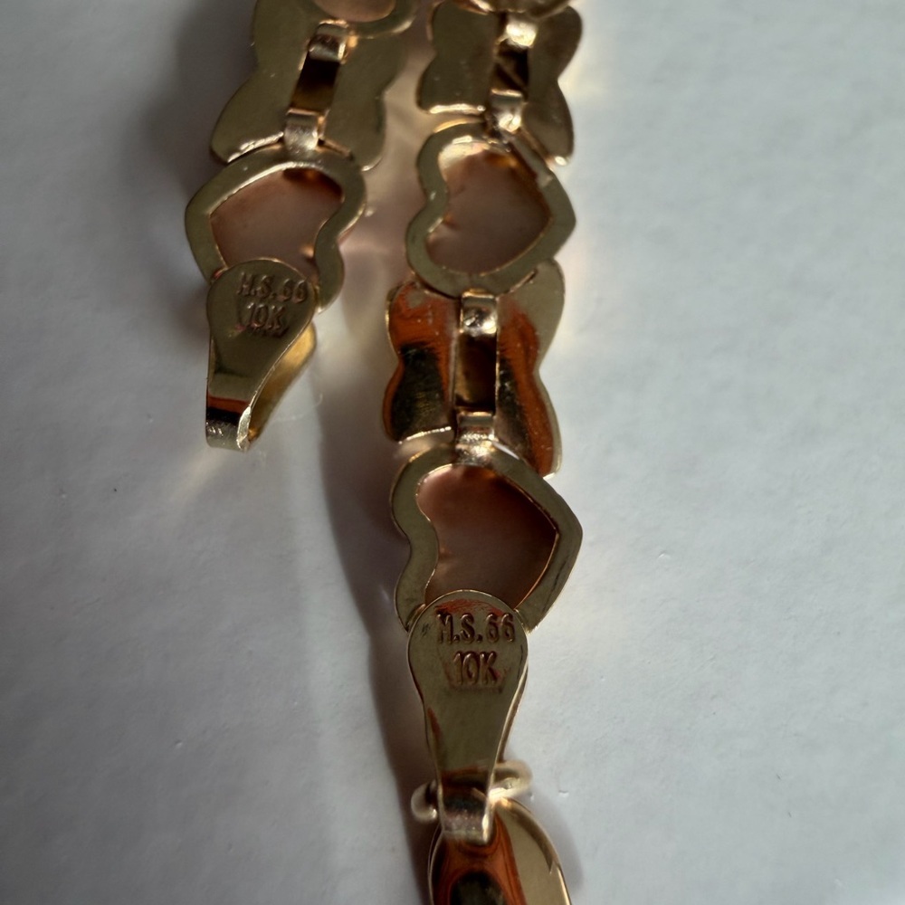 10K Solid Gold X & Heart Link Bracelet Two Tone Rose Gold 7” with Gift Box - Picture 16 of 16